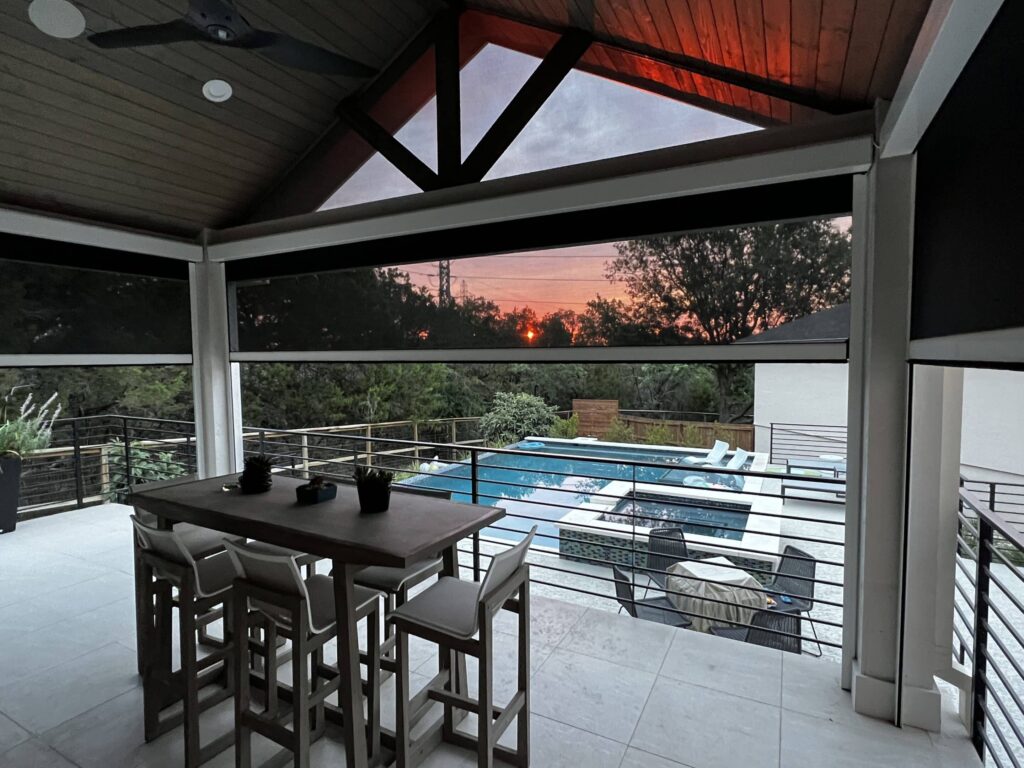 Black Exterior Solar Shades By Pool scaled brandon